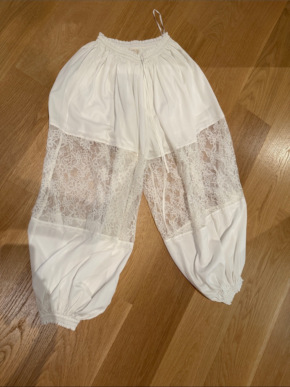 Free People White Lace Panel Harem Trousers
